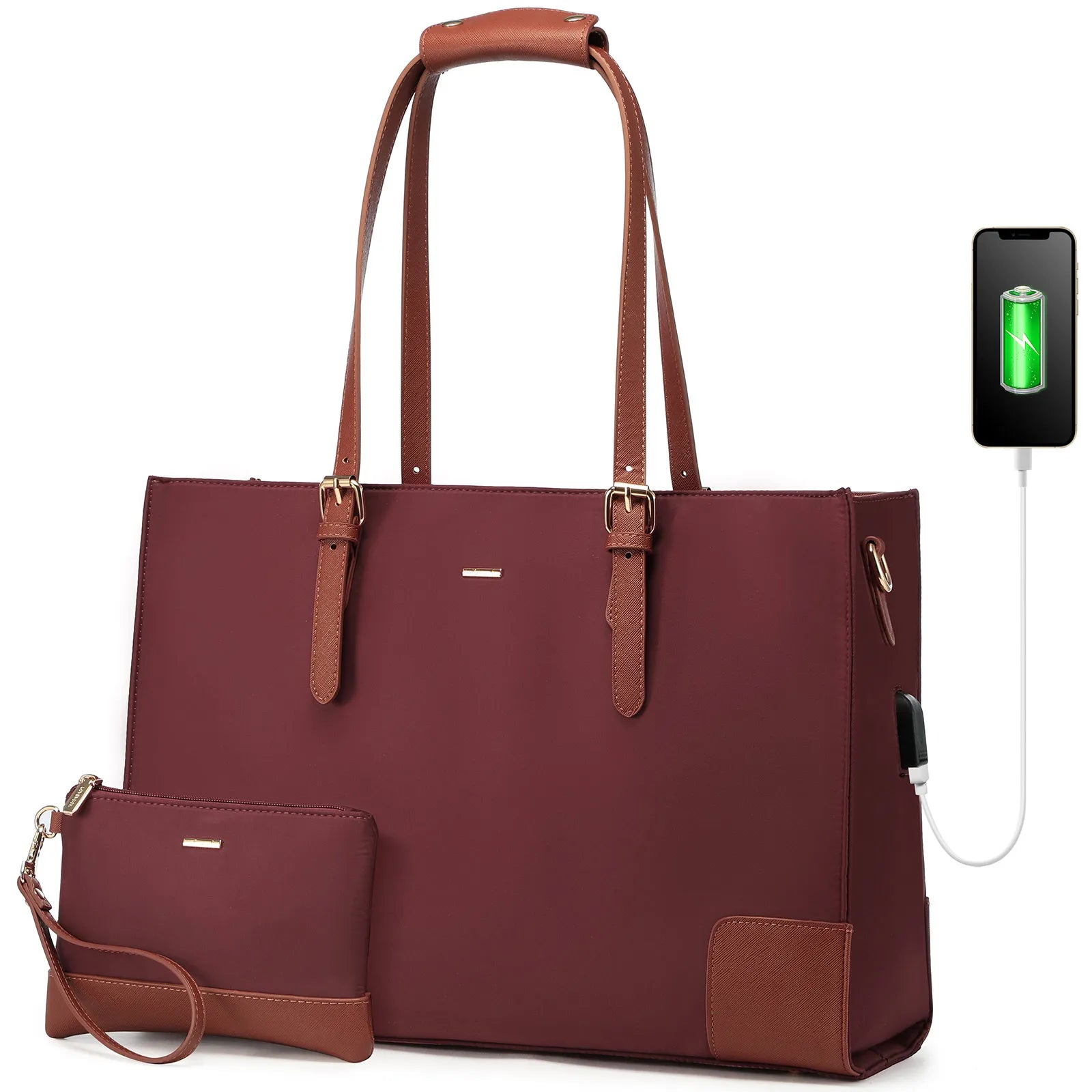 JMT-477770 Elegant Ladies' 2-Piece Tote Bag Set with Large Capacity for 15.6-Inch Laptops and Daily Essentials