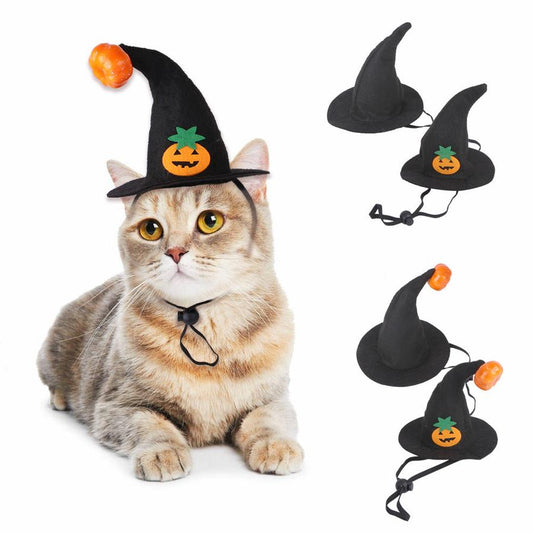 JMT-477770 Pet Cat Halloween Pumpkin Hat with Embossed Design - Free Size Cloth Headgear