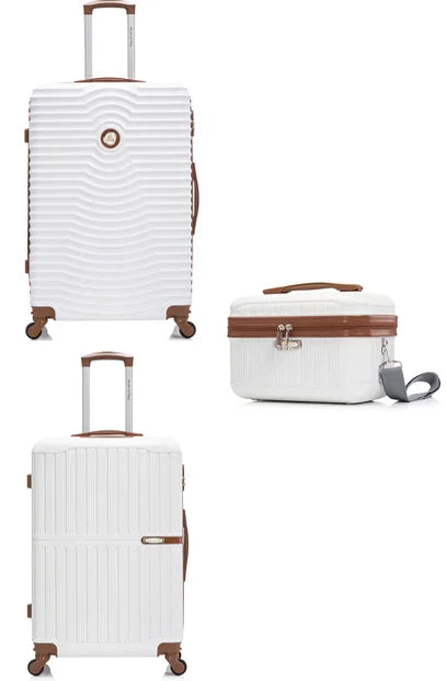 JMT-477834 6 Piece Travel Suitcase Set with Removable Single Wheel and Leather Accents