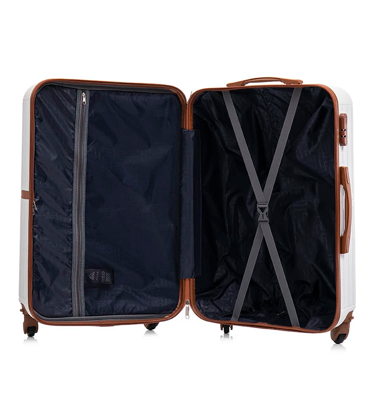 JMT-477834 6 Piece Travel Suitcase Set with Removable Single Wheel and Leather Accents