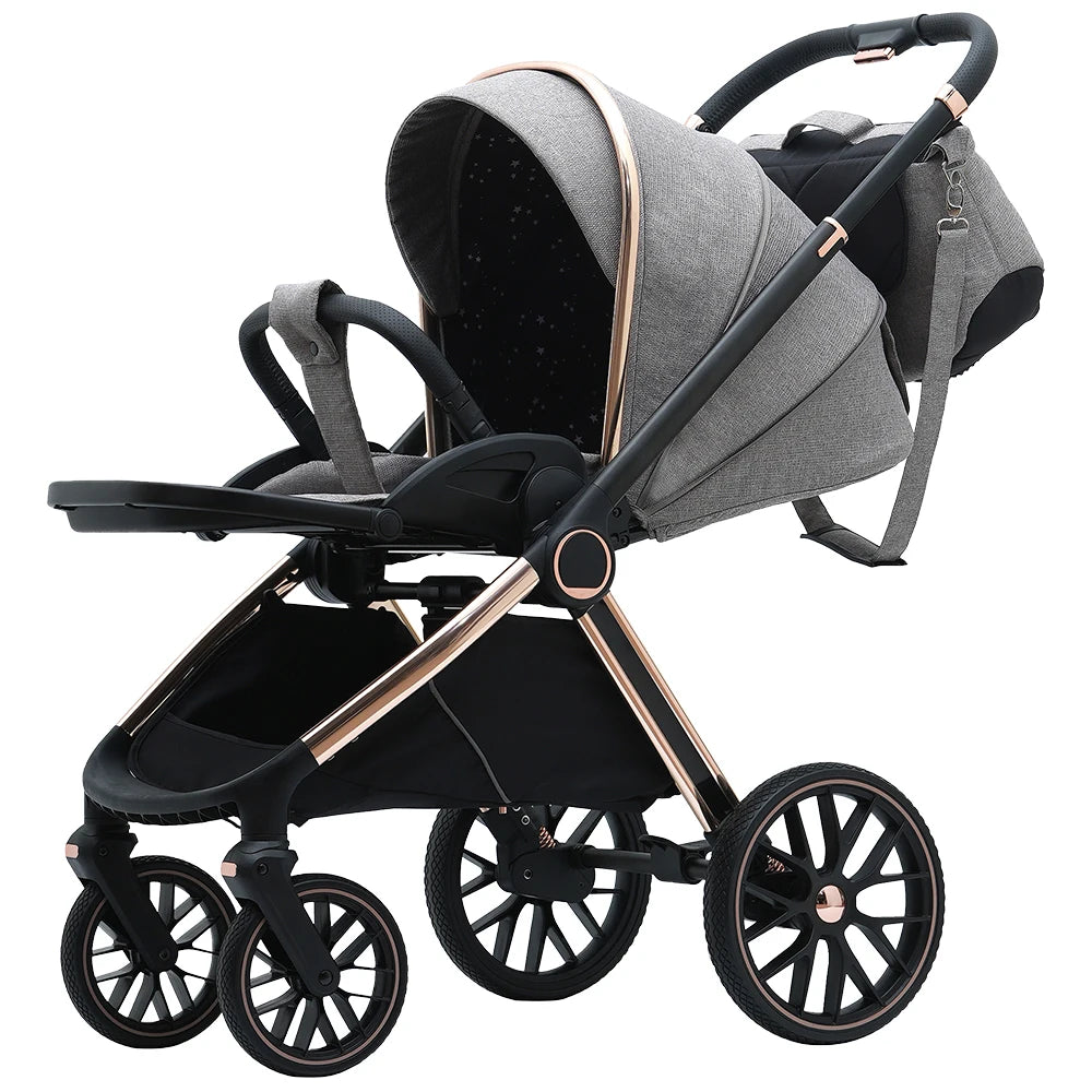 JMT-477962 3-in-1 Lightweight Travel Pram with Luxury Folding Stroller and Baby Car Seat