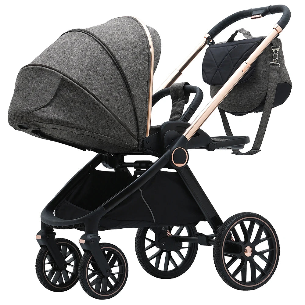 JMT-477962 3-in-1 Lightweight Travel Pram with Luxury Folding Stroller and Baby Car Seat