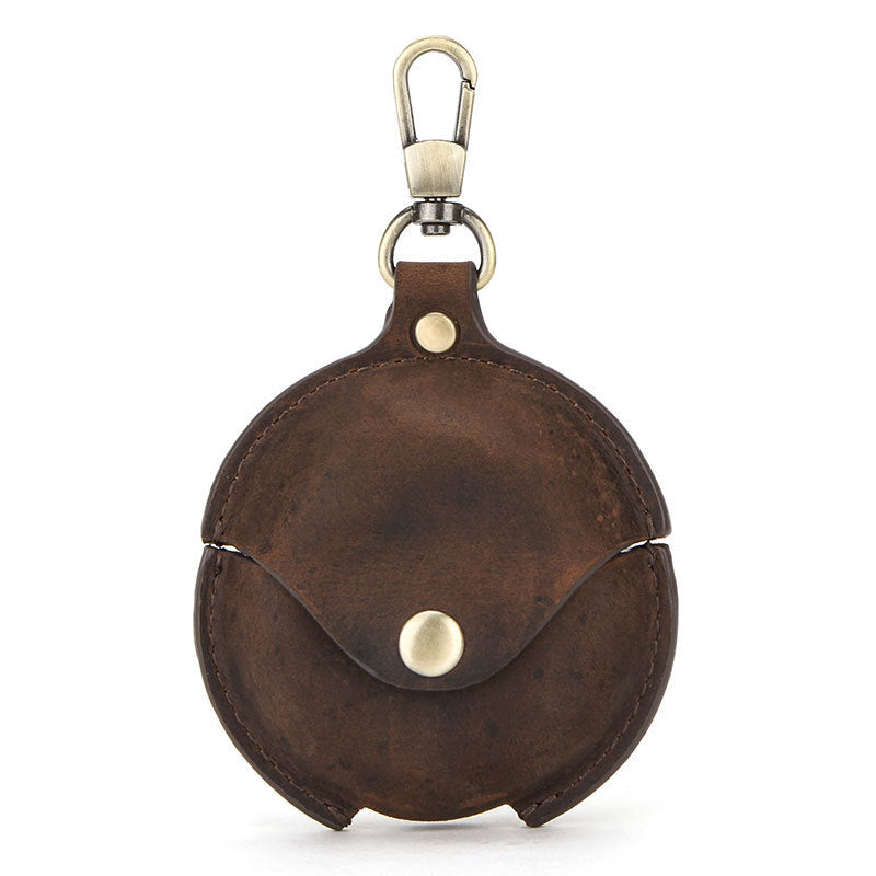 JMT-478090 Crazy Horse Leather Case for Huawei Freebuds 3 - Stylish Clamshell Design in Brown, Dark Brown, Royal Blue, and Burgundy