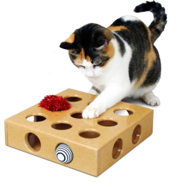 JMT-478090 Interactive 9-Hole Cat Toy Box for Enhanced Play and Exploration