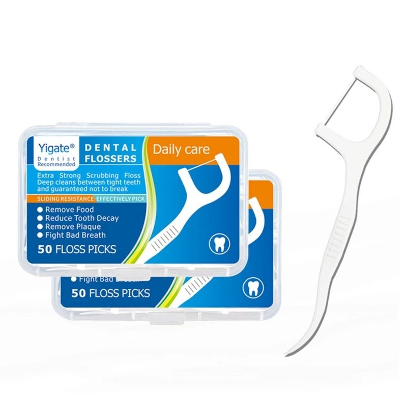 JMT-478090 Ultra-Fine Dental Floss Sticks - 50 Count Interdental Cleaners for Effective Oral Hygiene