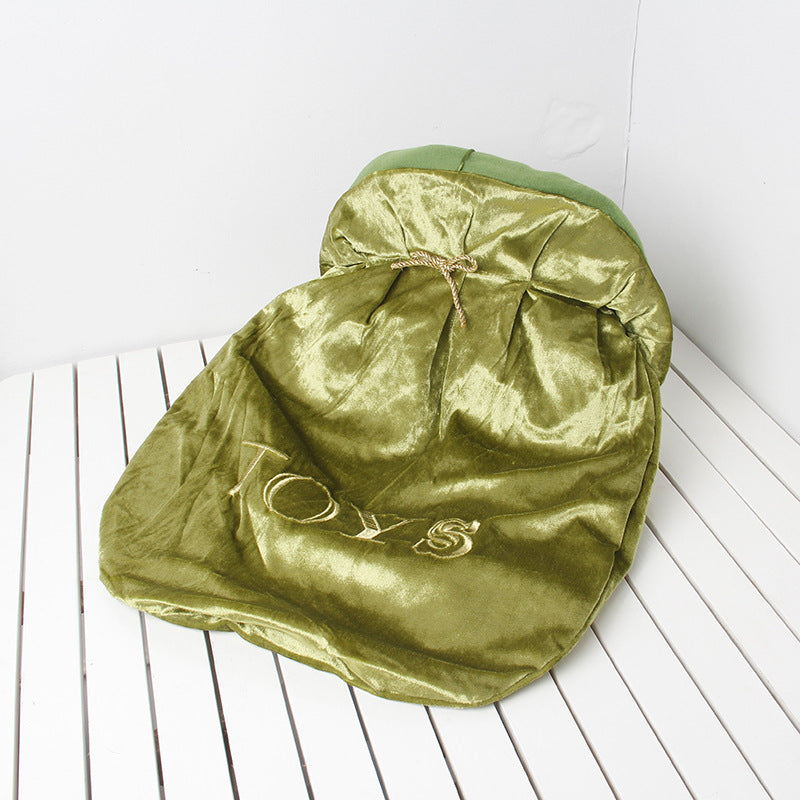 JMT-478410 Pet Flannel Storage Bag for Toy Organization - Green One Size