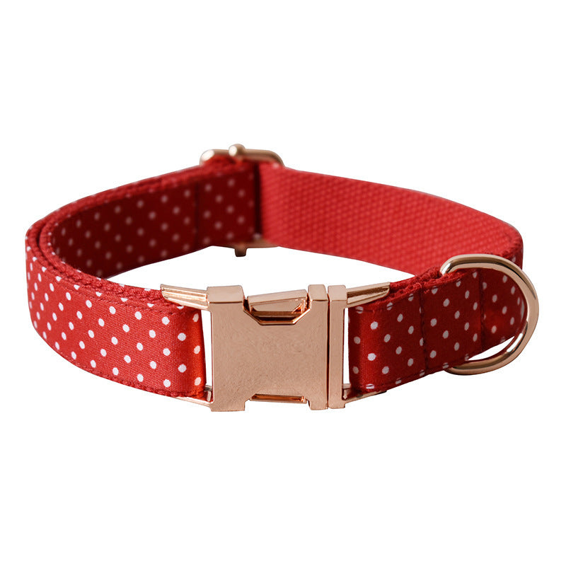 JMT-478602 Adjustable Red Dot Dog Collar and Leash Set in Multiple Sizes with Handmade Design