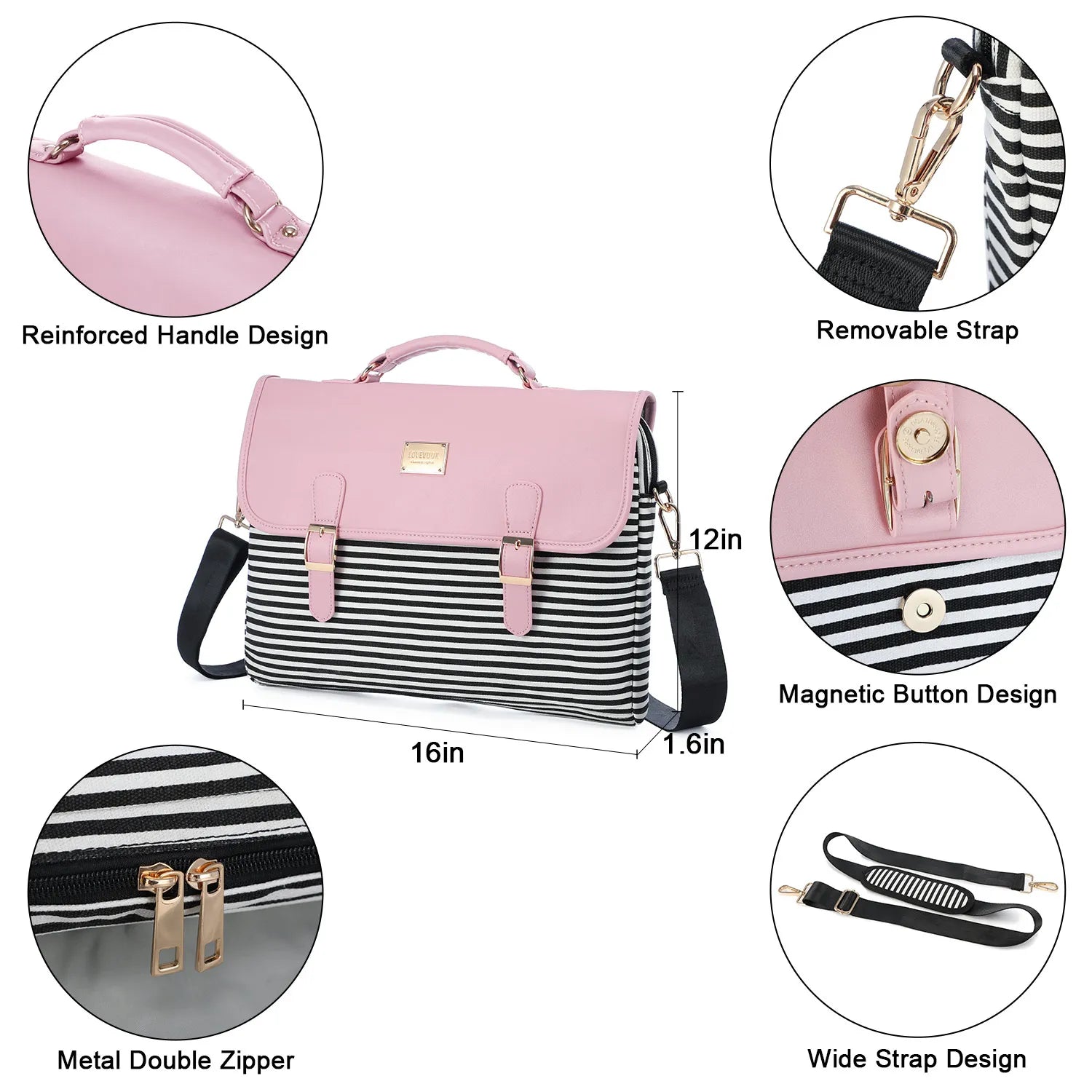 JMT-478922 Stylish 15.6 Inch Laptop Handbag for Women - Versatile Shoulder Satchel Bag for Work and Daily Use