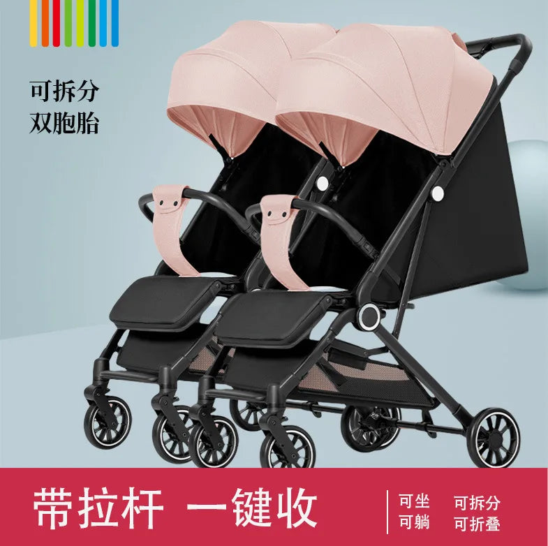 JMT-479434 Twin Baby Stroller Pram with Two-Seating Models - Foldable and Adjustable