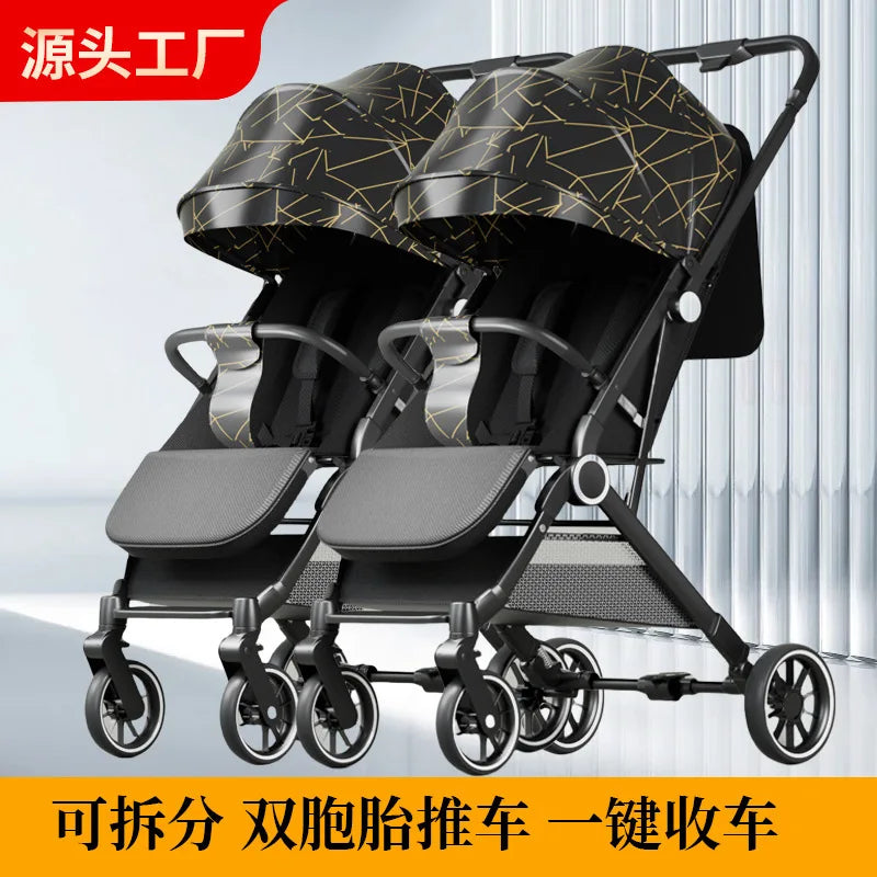 JMT-479434 Twin Baby Stroller Pram with Two-Seating Models - Foldable and Adjustable