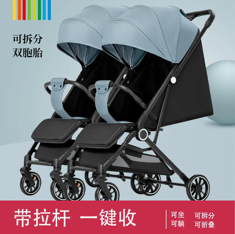 JMT-479434 Twin Baby Stroller Pram with Two-Seating Models - Foldable and Adjustable