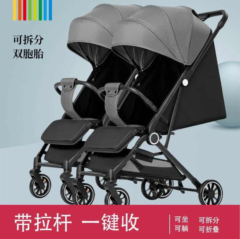 JMT-479434 Twin Baby Stroller Pram with Two-Seating Models - Foldable and Adjustable