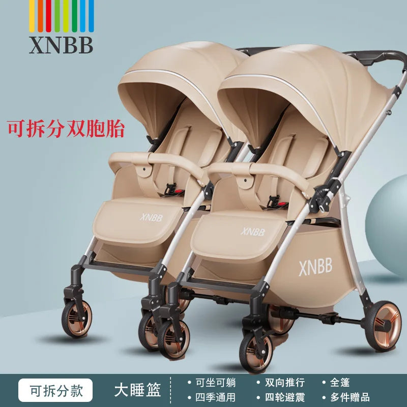 JMT-479434 Twin Baby Stroller Pram with Two-Seating Models - Foldable and Adjustable