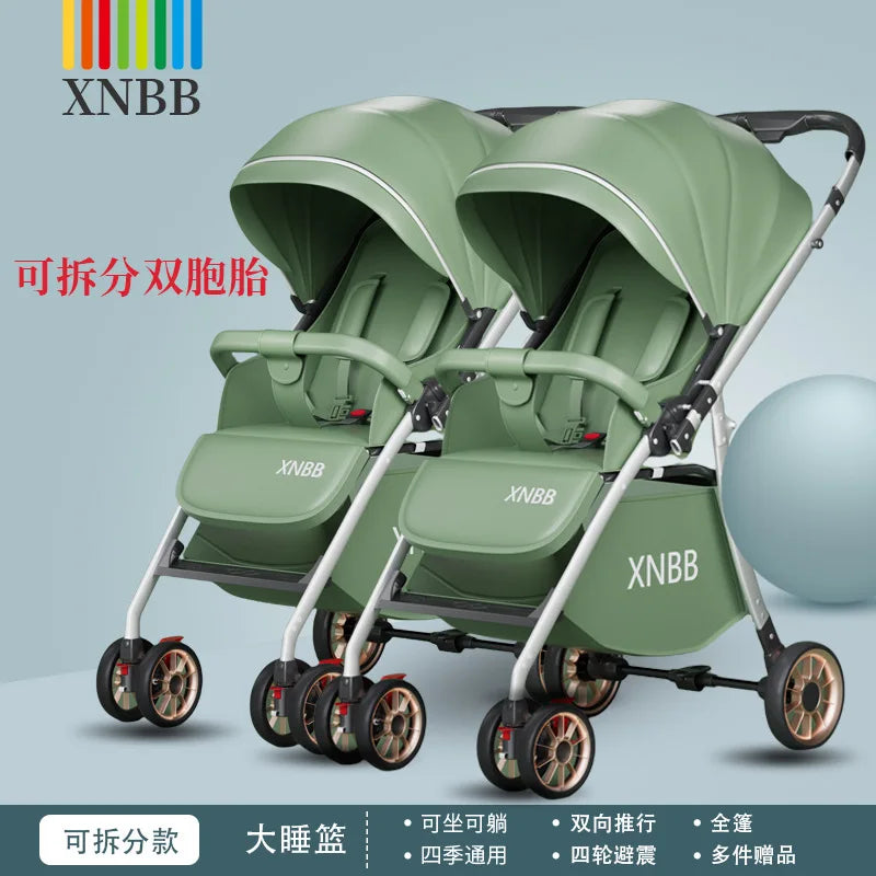 JMT-479434 Twin Baby Stroller Pram with Two-Seating Models - Foldable and Adjustable