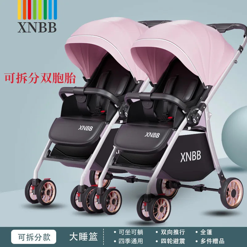 JMT-479434 Twin Baby Stroller Pram with Two-Seating Models - Foldable and Adjustable