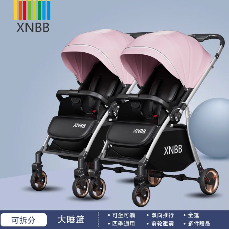 JMT-479434 Twin Baby Stroller Pram with Two-Seating Models - Foldable and Adjustable