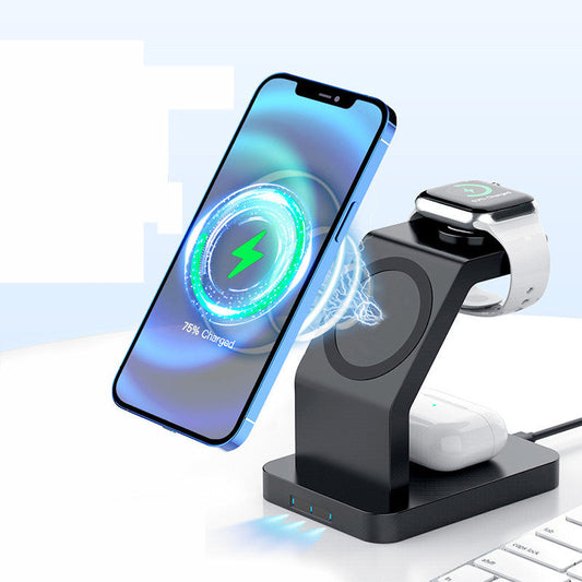 JMT-479946 3-in-1 Magnetic Wireless Charger for Mobile Phones and Smartwatches with Fast Charging Options