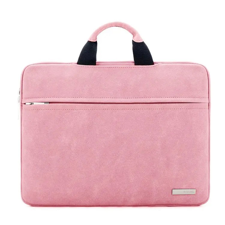JMT-480074 Durable Waterproof Suede Leather Laptop Bag for 15.6 Inch Computers with Folding Handle