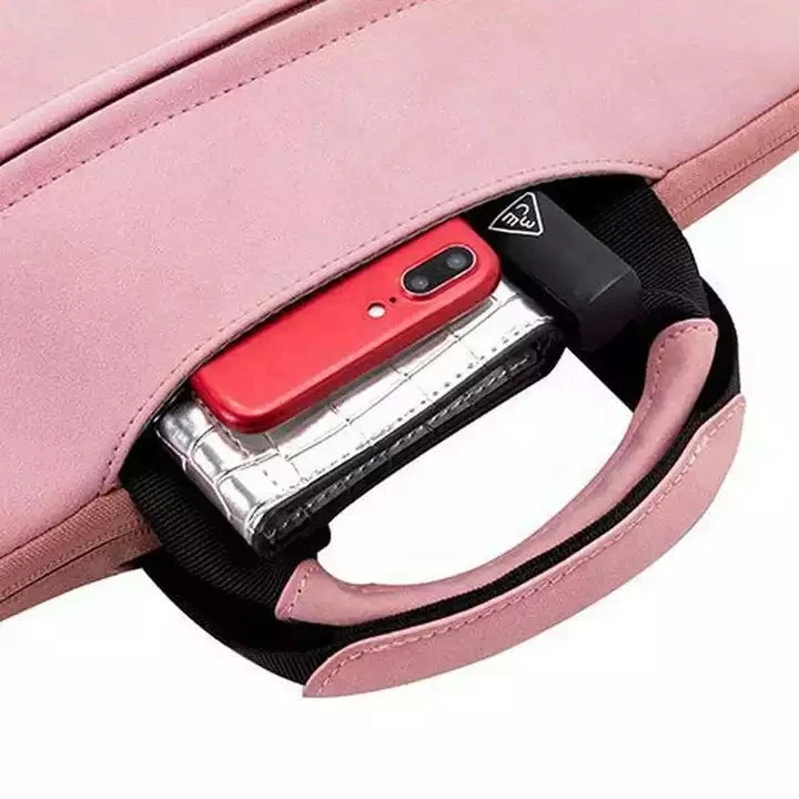 JMT-480074 Durable Waterproof Suede Leather Laptop Bag for 15.6 Inch Computers with Folding Handle