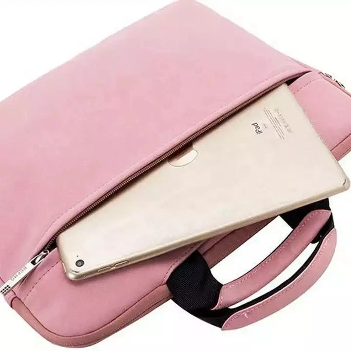 JMT-480074 Durable Waterproof Suede Leather Laptop Bag for 15.6 Inch Computers with Folding Handle
