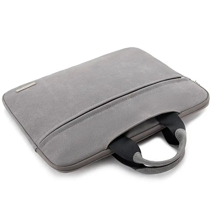 JMT-480074 Durable Waterproof Suede Leather Laptop Bag for 15.6 Inch Computers with Folding Handle