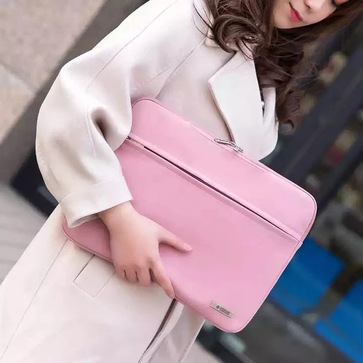 JMT-480074 Durable Waterproof Suede Leather Laptop Bag for 15.6 Inch Computers with Folding Handle