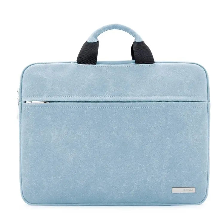 JMT-480074 Durable Waterproof Suede Leather Laptop Bag for 15.6 Inch Computers with Folding Handle