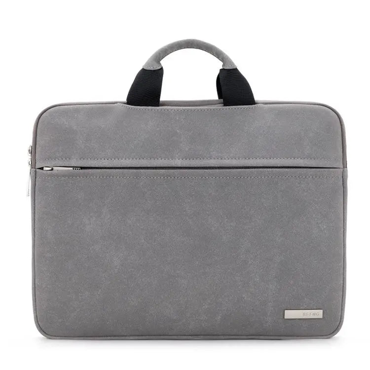 JMT-480074 Durable Waterproof Suede Leather Laptop Bag for 15.6 Inch Computers with Folding Handle