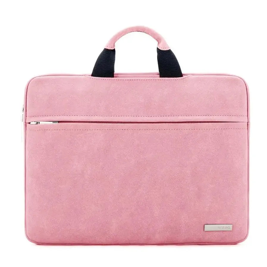 JMT-480074 Durable Waterproof Suede Leather Laptop Bag for 15.6 Inch Computers with Folding Handle