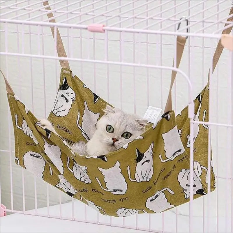 JMT-480266 Cotton Linen Cat Hammock Bed with Hanging Hook - Breathable, Wear-Resistant, Multicolor Design, 47x47cm