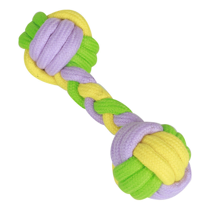 JMT-480394 Candy Color Cotton Rope Dumbbell Toy for Dogs - Pet Knotted Rope Design, 20x6.5cm