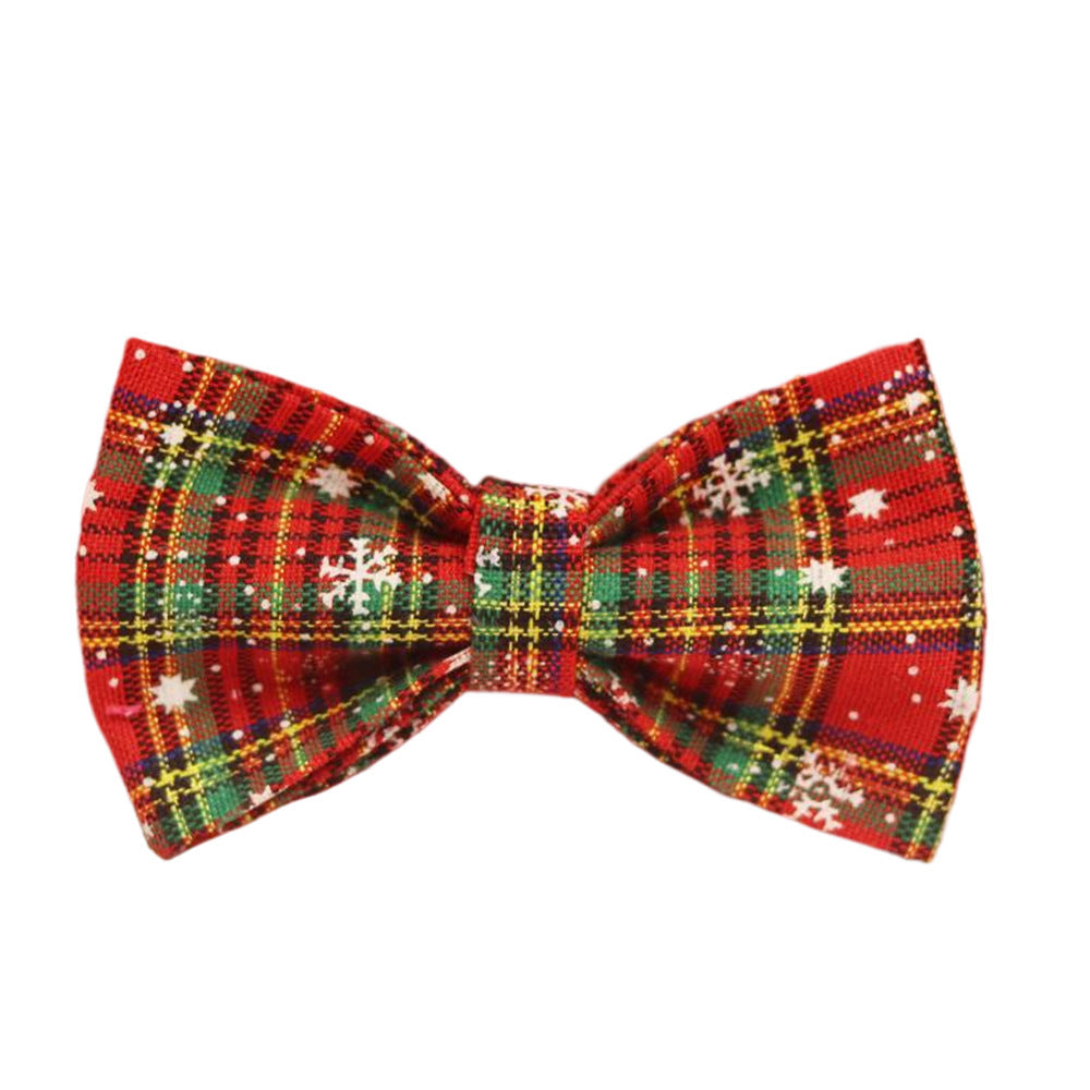 JMT-480586 Red Snowflake Christmas Dog Collar and Leash Set with Bowknot and Floral Accents - Festive Pet Gear for Holidays