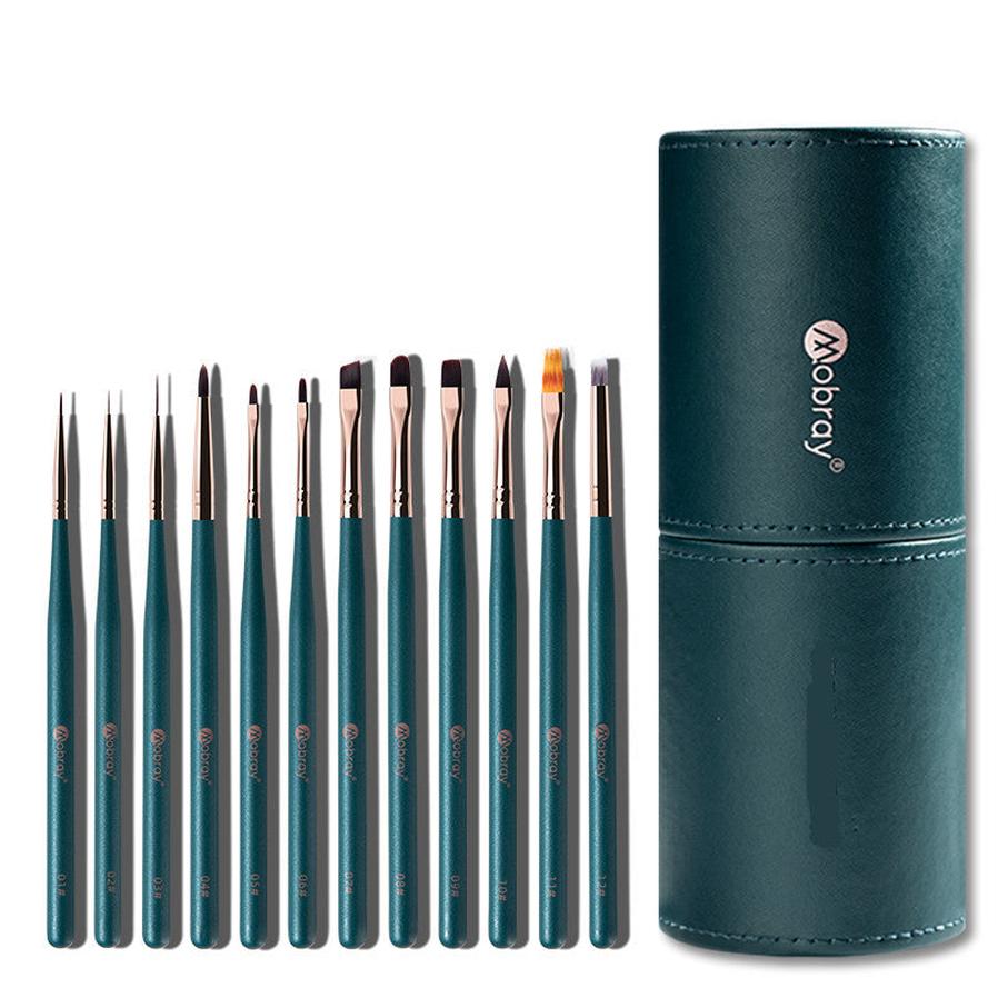 JMT-480714 12 Nail Brush Set with Pen Holder and Optional Accessories for Professional Nail Art