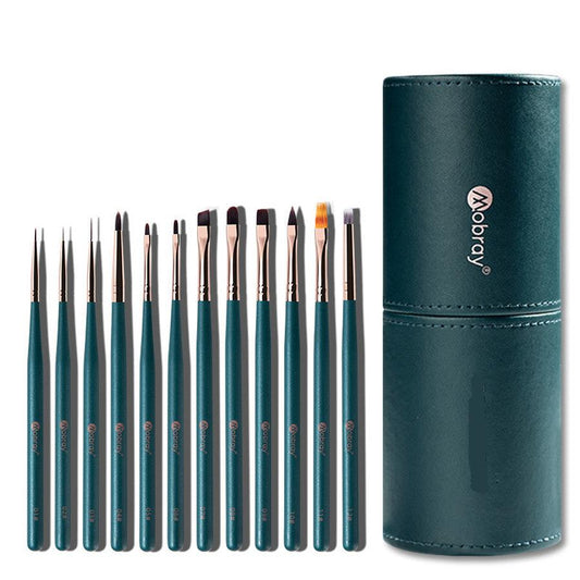 JMT-480714 12 Nail Brush Set with Pen Holder and Optional Accessories for Professional Nail Art