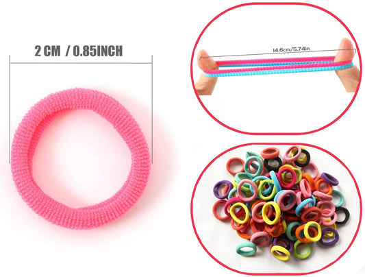 JMT-480778 100 Pcs Seamless Cotton Baby Hair Ties for Girls and Kids - Soft, Durable, and Multicolor Ponytail Holders