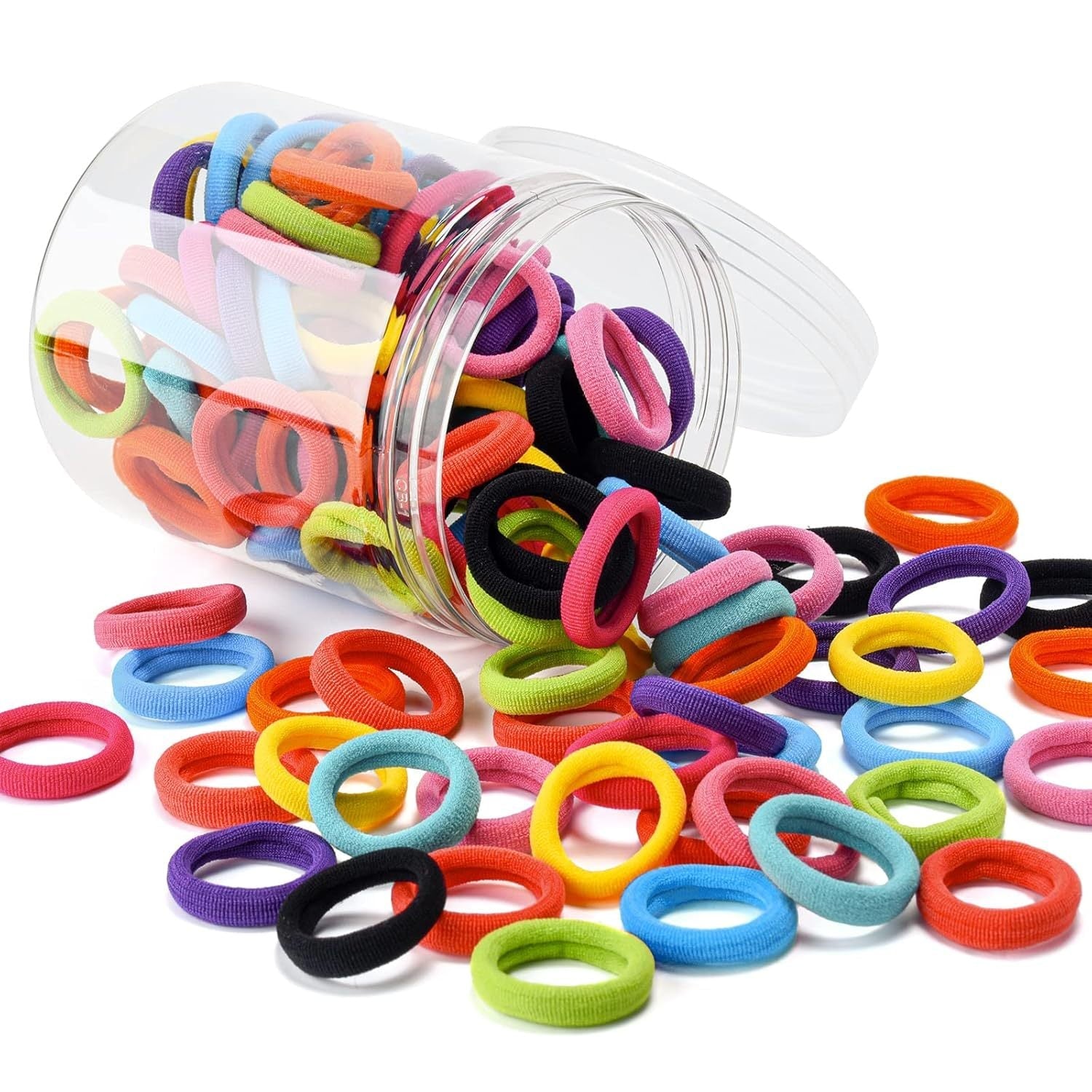 JMT-480778 100 Pcs Seamless Cotton Baby Hair Ties for Girls and Kids - Soft, Durable, and Multicolor Ponytail Holders