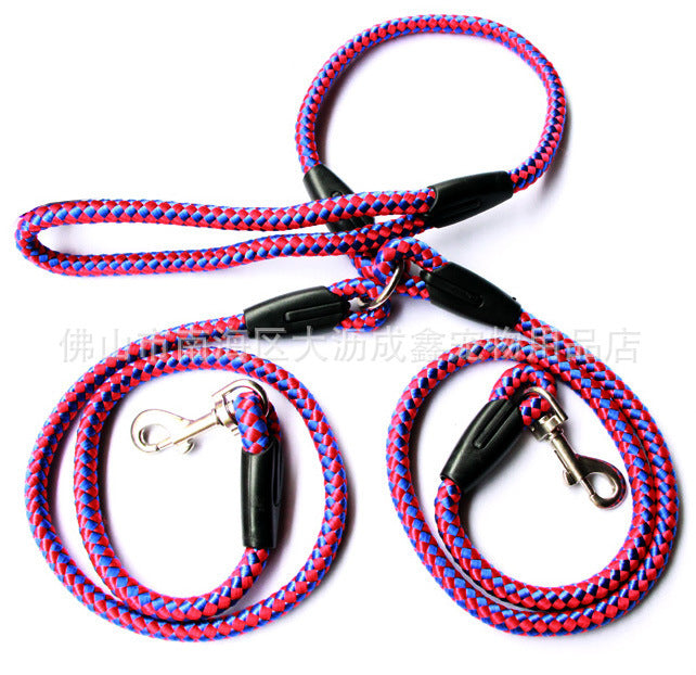 JMT-480906 Double-Ended Nylon Traction Rope with Padded Handles for Dog Walking and Outdoor Activities