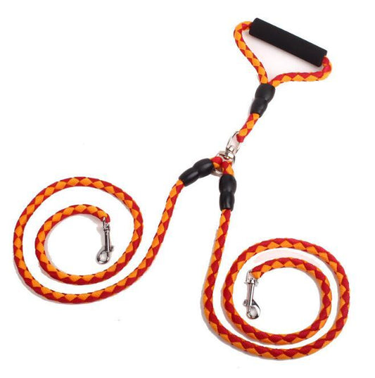 JMT-480906 Double-Ended Nylon Traction Rope with Padded Handles for Dog Walking and Outdoor Activities