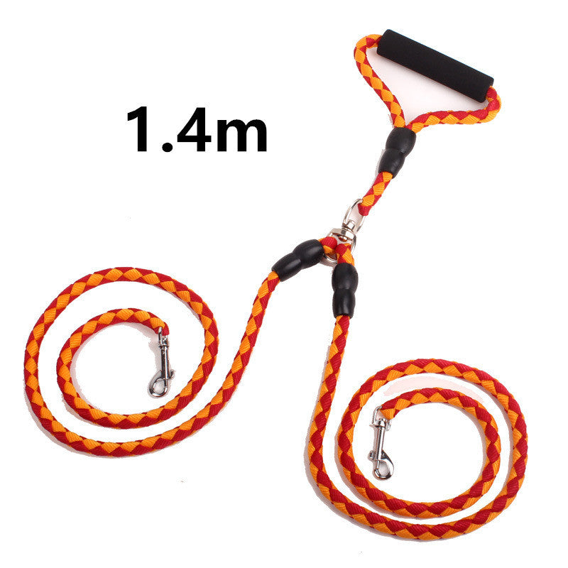 JMT-480906 Double-Ended Nylon Traction Rope with Padded Handles for Dog Walking and Outdoor Activities