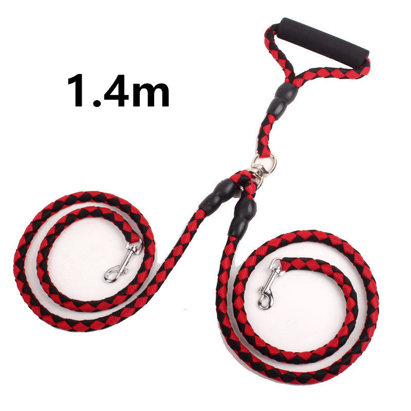 JMT-480906 Double-Ended Nylon Traction Rope with Padded Handles for Dog Walking and Outdoor Activities