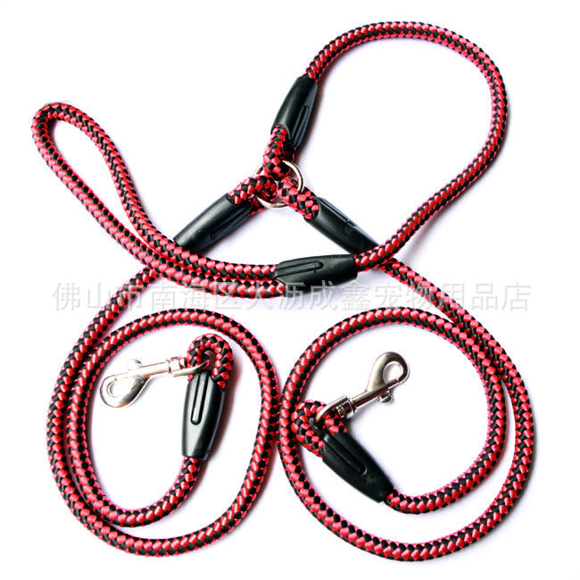 JMT-480906 Double-Ended Nylon Traction Rope with Padded Handles for Dog Walking and Outdoor Activities