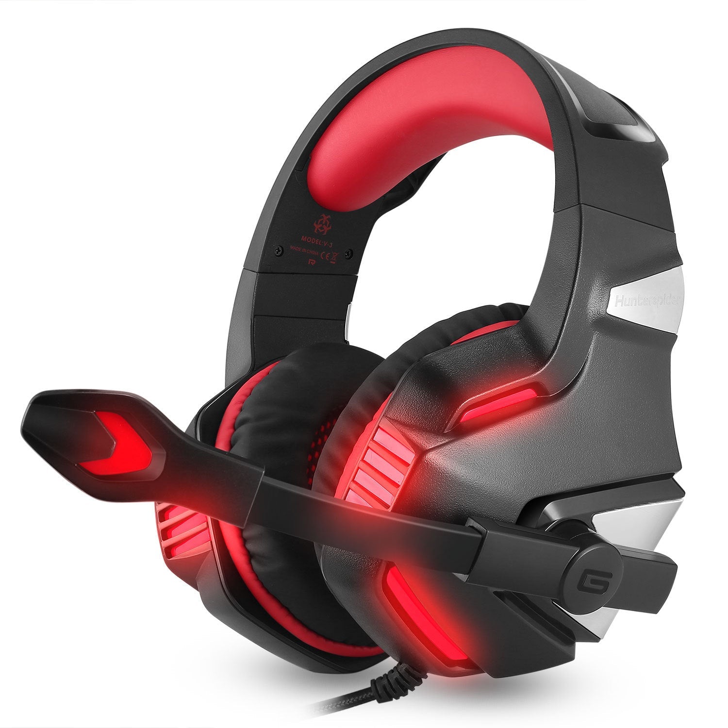 JMT-480906 Wired Gaming Headset with Adjustable Mic and LED Lighting for PC, PS4, Xbox One, and Mobile Devices