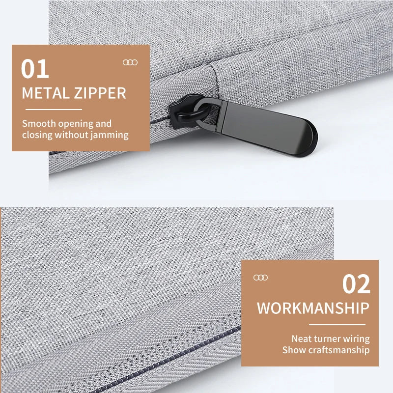 JMT-481226 Soft Polyester Laptop Sleeve for 7.9-15 Inch Macbook and Compatible HP Models