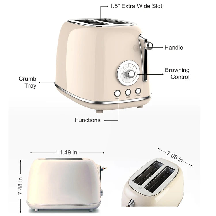 JMT-481354 Multifunctional Retro Electric Toaster 815W with Adjustable Settings