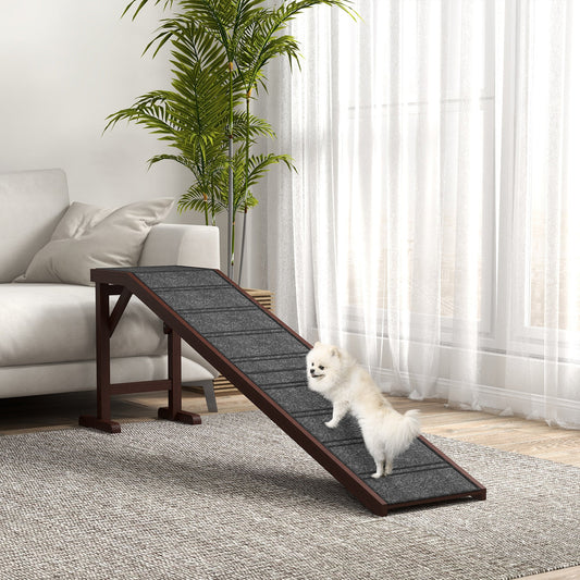 JMT-481418 Wooden Pet Ramp with Non-Slip Carpet and Easy Access Platform for Dogs and Cats, 74" x 16" x 25"