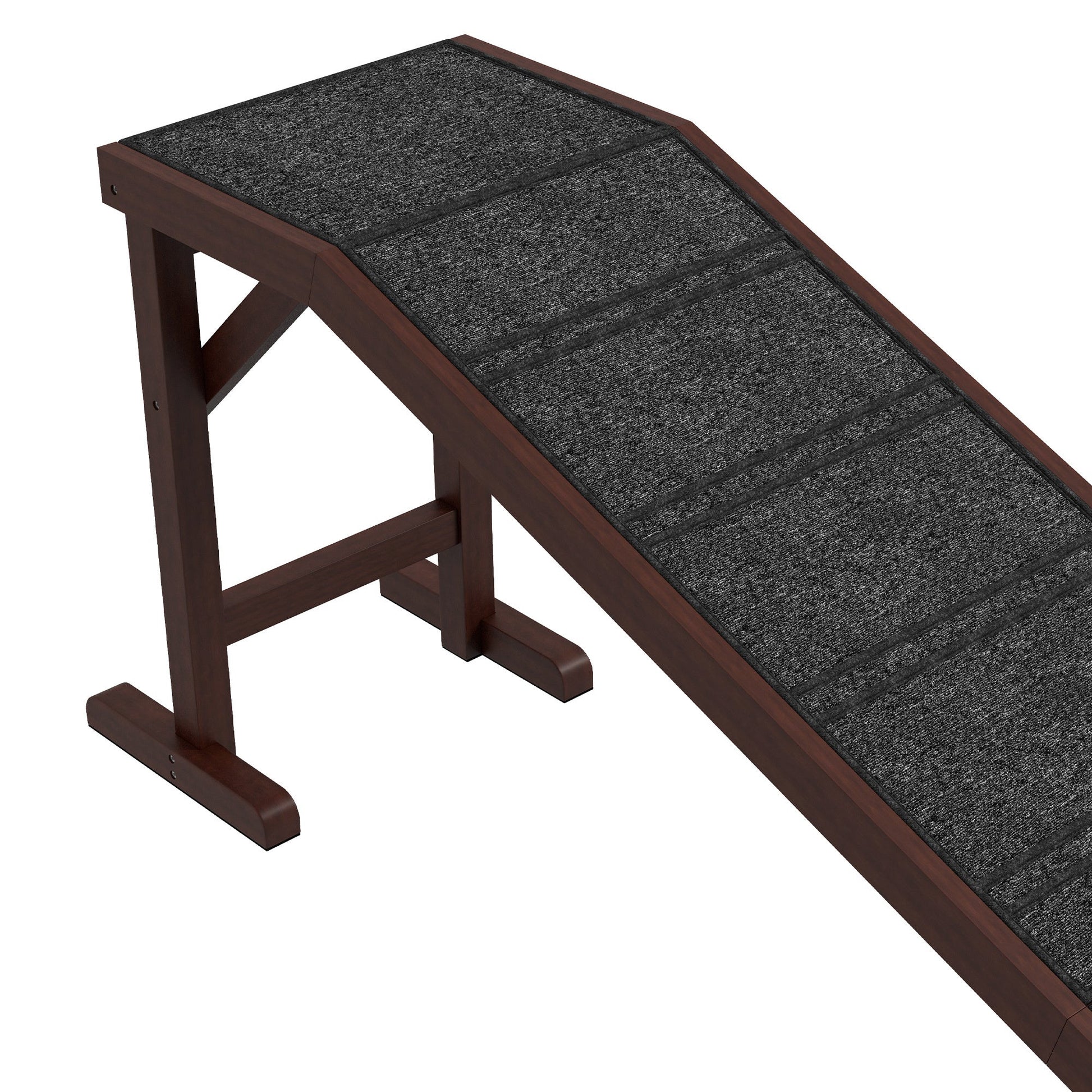JMT-481418 Wooden Pet Ramp with Non-Slip Carpet and Easy Access Platform for Dogs and Cats, 74" x 16" x 25"