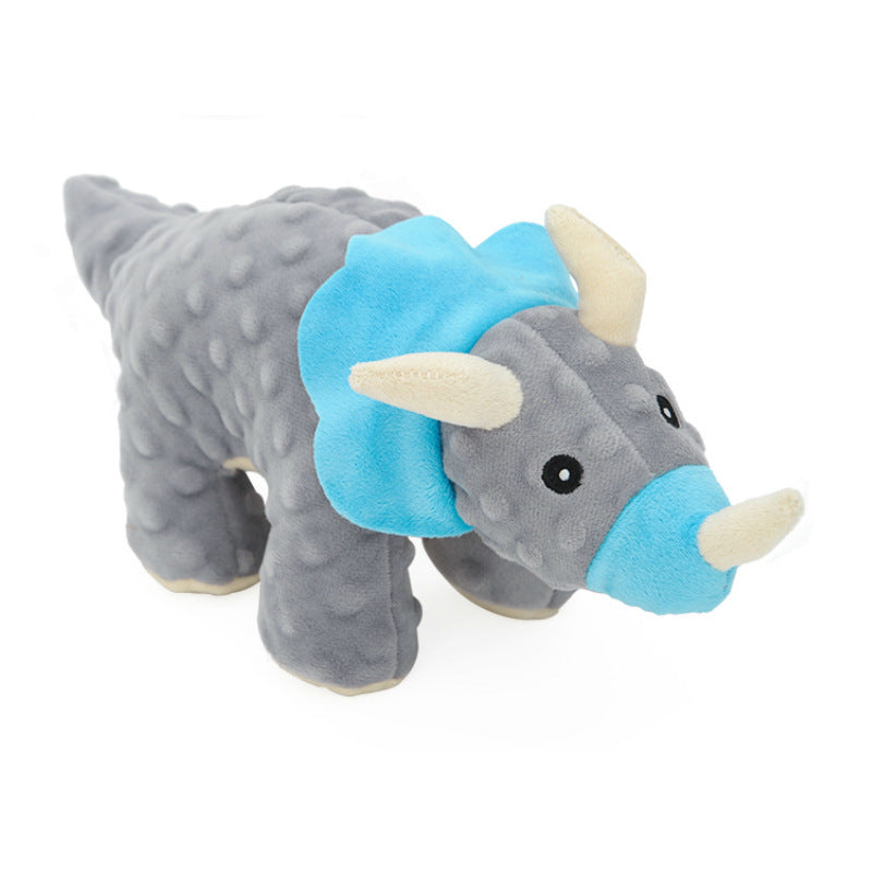 JMT-481546 Large Plush Dog Toy with Sound - Teething & Dental Cleaning Crocodile/Triceratops Design