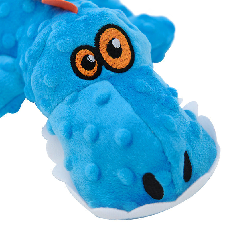 JMT-481546 Large Plush Dog Toy with Sound - Teething & Dental Cleaning Crocodile/Triceratops Design