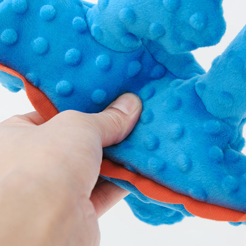 JMT-481546 Large Plush Dog Toy with Sound - Teething & Dental Cleaning Crocodile/Triceratops Design