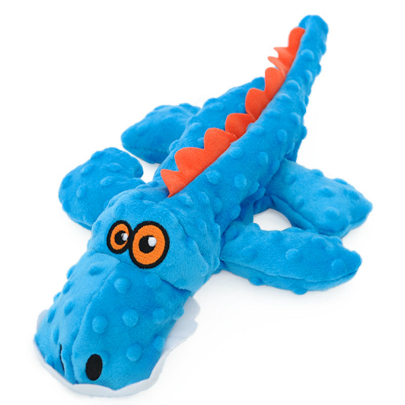 JMT-481546 Large Plush Dog Toy with Sound - Teething & Dental Cleaning Crocodile/Triceratops Design